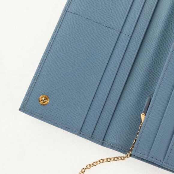 PRADA Long Wallet Safiano leather Light Blue Auth 146803V - Picture 11 of 16